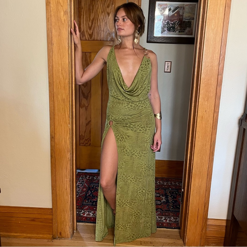 Green Leopard Maxi Dress